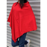 Red Coloured - Beautiful Ponchos, cosy and warm for mid session wear or inside cooler areas. Made from 50% wool and 50% Viscose. Great colours that will match all colours.