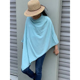 Aqua coloured - Beautiful Ponchos, cosy and warm for mid session wear or inside cooler areas. Made from 50% wool and 50% Viscose. Great colours that will match all colours.