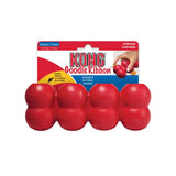 KONG Goodie Ribbon Medium in Packaging - Four stuffable Goodie Grippers(TM) for a varied mental challenge Durable KONG Classic Rubber satisfies natural chewing instincts Ideal for stuffing with peanut butter, treats or kibble Bone shaped for chewing satis