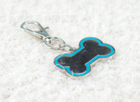 Pet Tag - Silver coloured dog bone with Coloured Rim 21 x 31mm