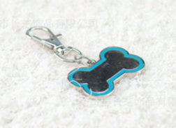 Pet Tag - Silver coloured dog bone with Coloured Rim 21 x 31mm