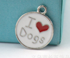 Pet Tag - Silver "I Love Dogs" 18 x 18mm