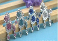 Pet Tag - Silver and Rhinestone Poodles 25 x 35mm