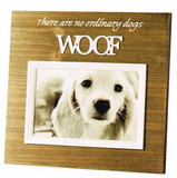 Wood Framed photo frame for Dogs- Saying There are no ordinary dogs WOOF. White frame around photo area - 10cm x 15cm